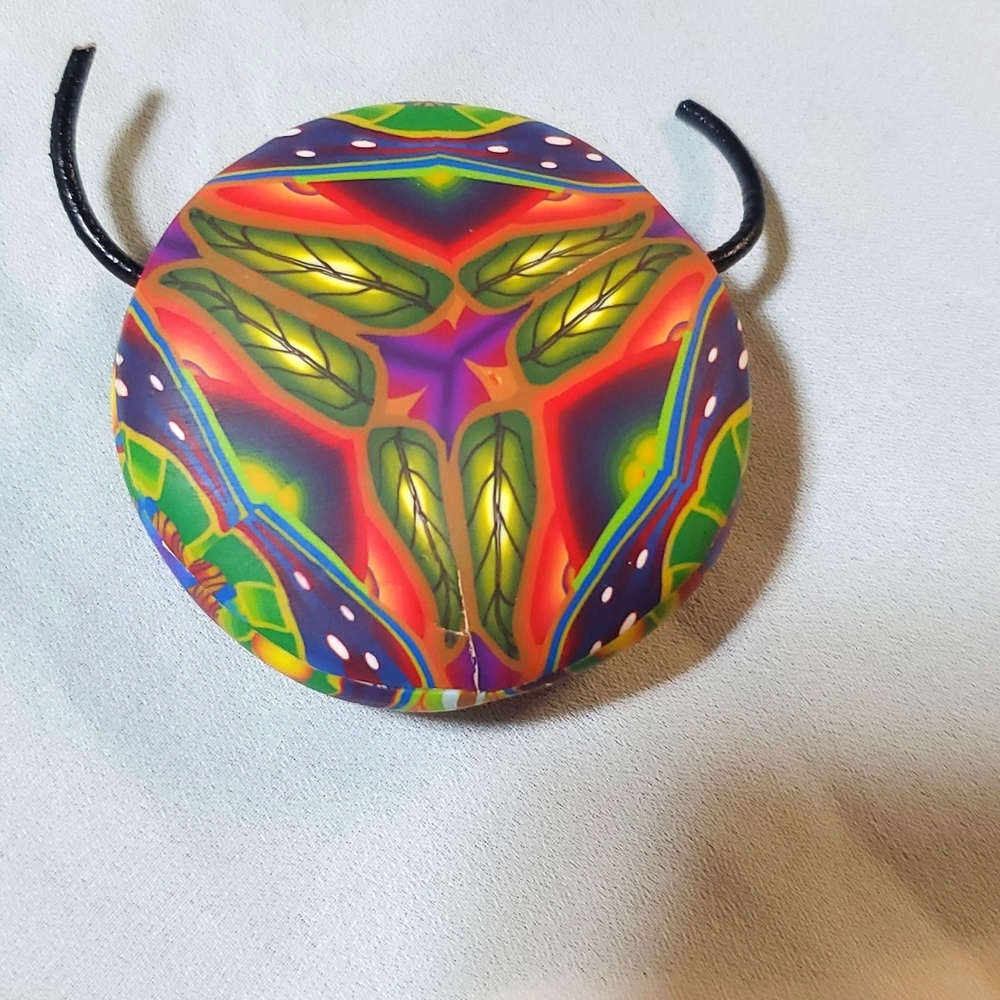 Double sided polyclay handmade in Southern Oregon studio art necklace pendant